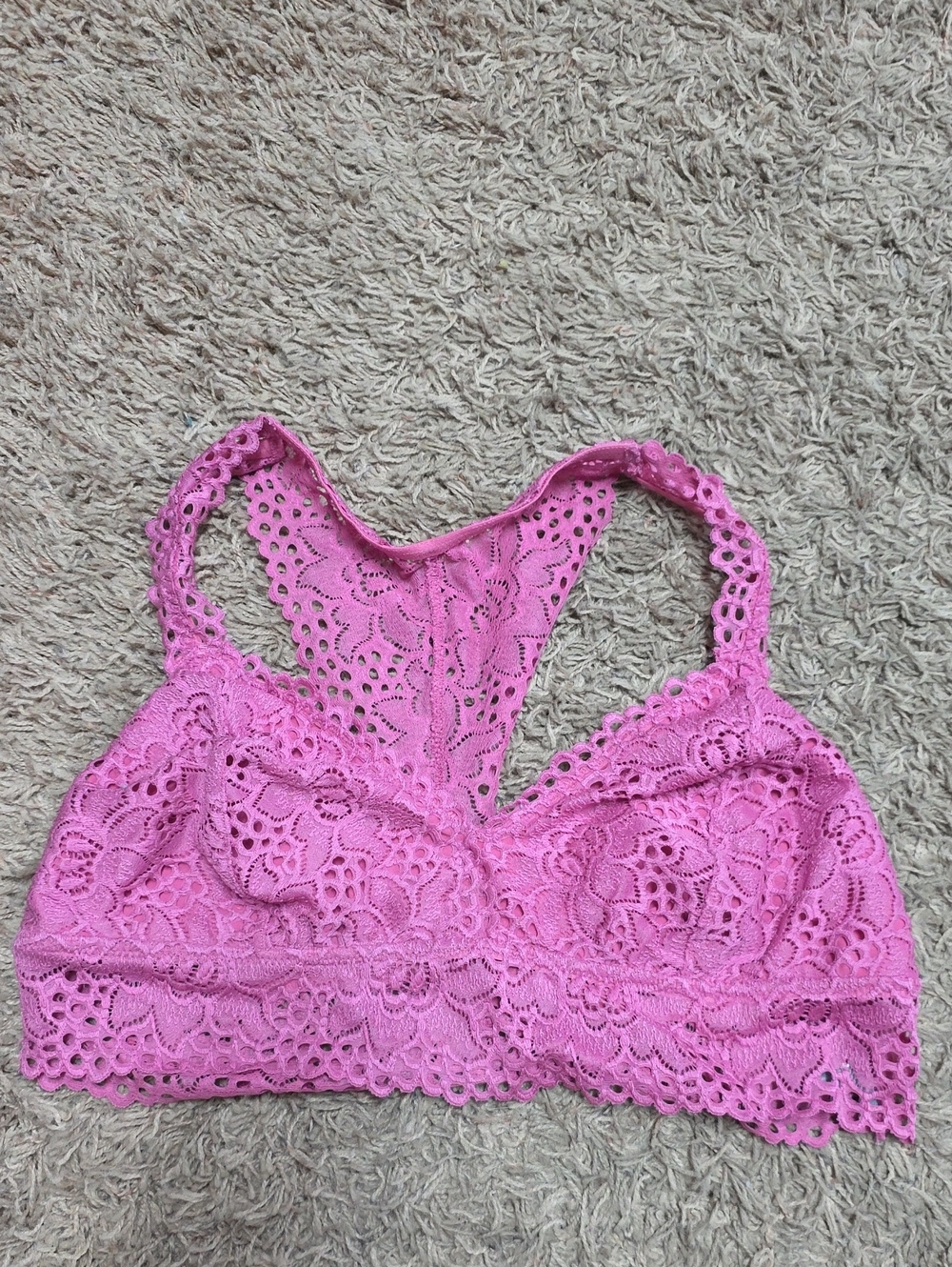aerie Hot Pink Lace Racerback Bralette